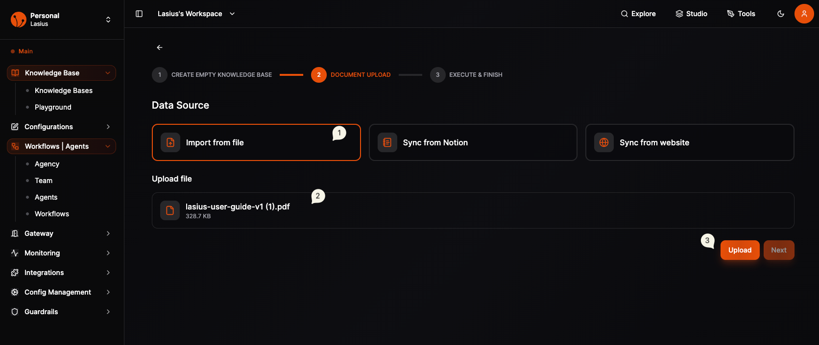 Knowledge Finish Setup
