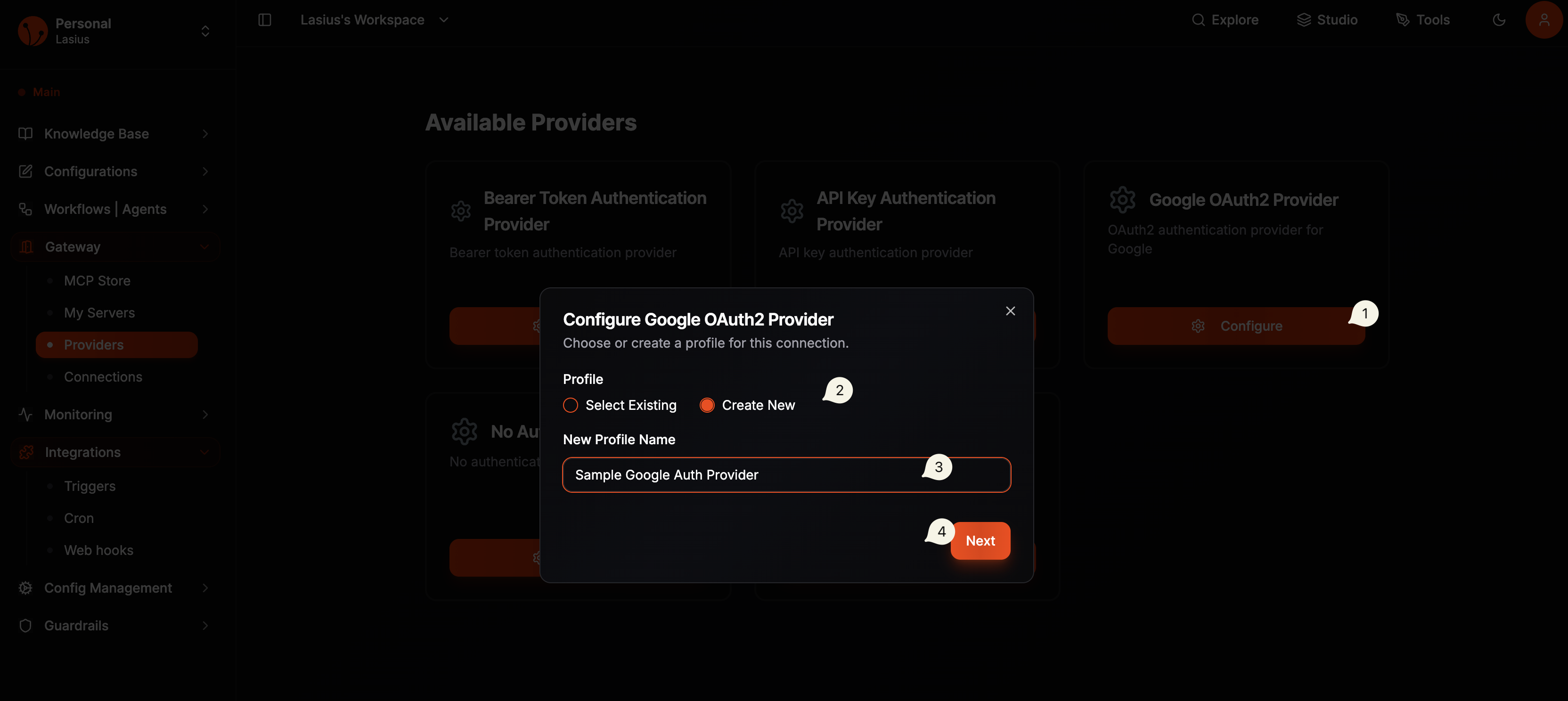 MCP Auth Providers Create